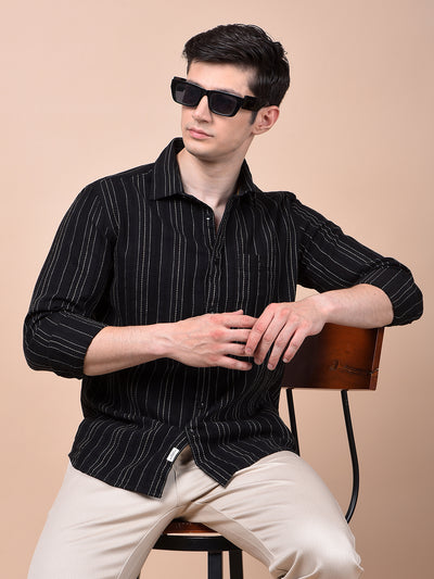 Black Vertical Stripes 100% Cotton Shirt