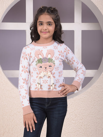 Sleek Jacquard Pink Sweater