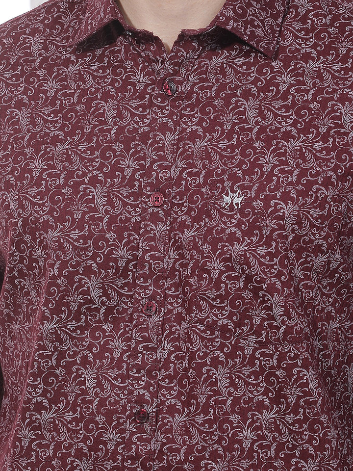 Wine Paisley Print Shirt