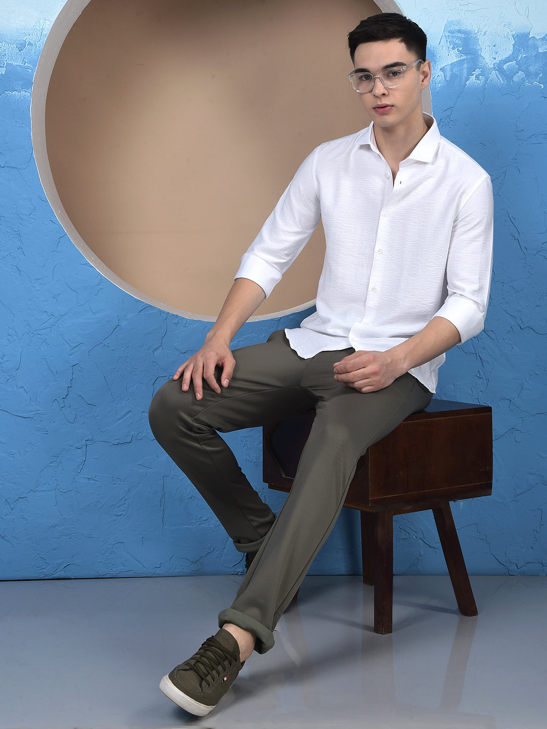 Pure White Woven Texture Shir