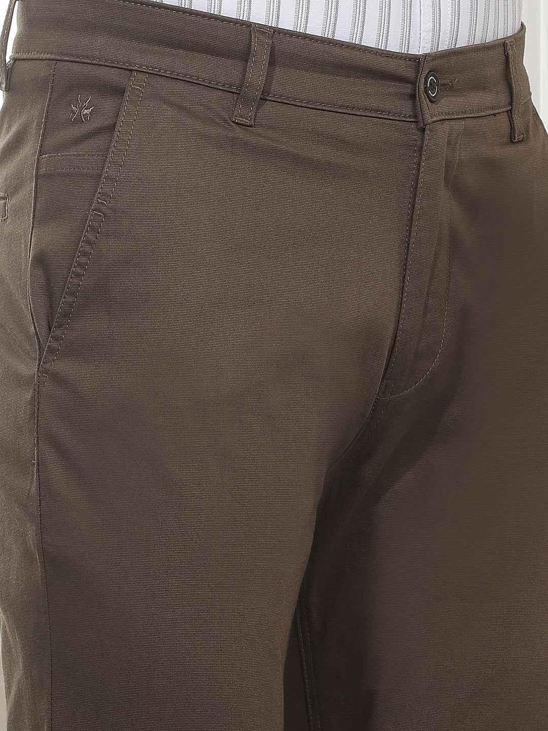 Coffee Dobby Cotton Trousers