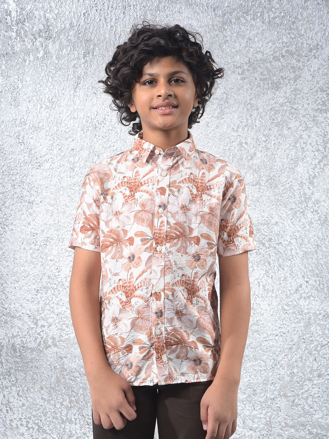 Brown Floral Print Shirt
