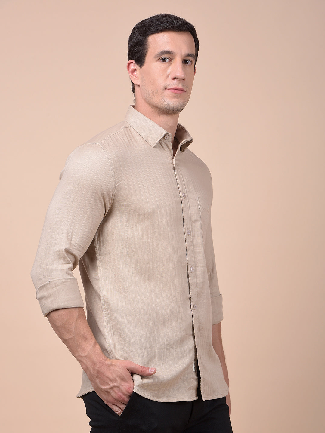Modern Edgey Beige Shirt