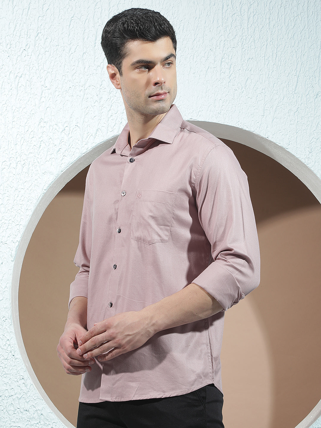 Relaxed Plum Purple Jacquard Shirt