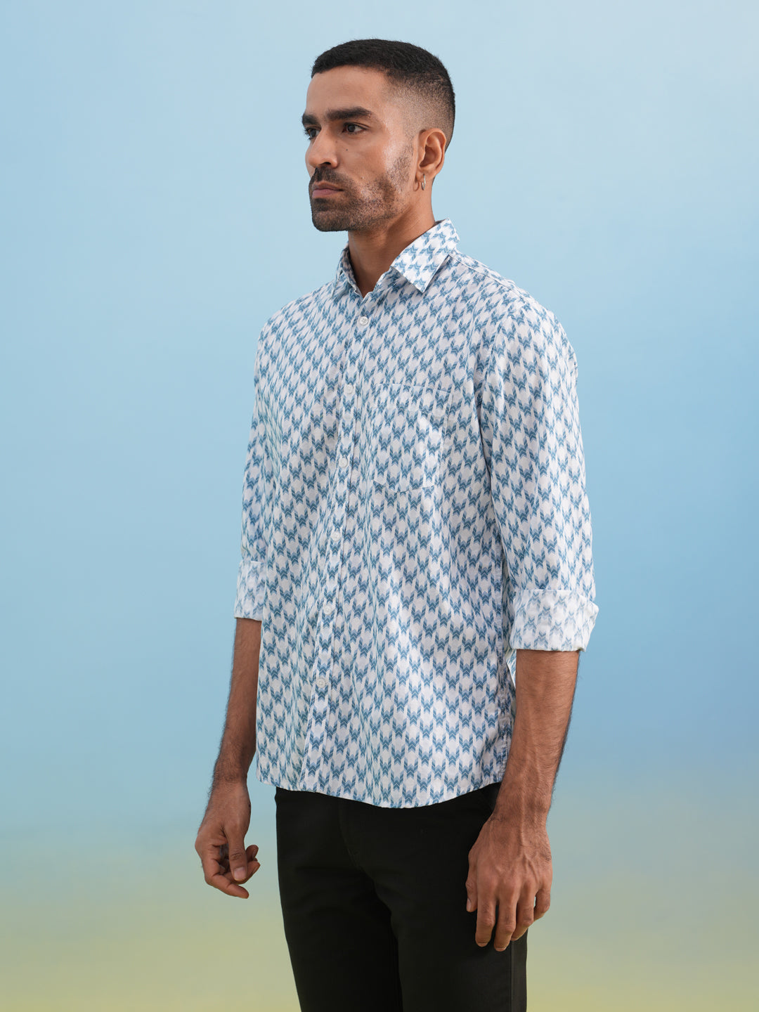 Frosted Blue Printed Shirt