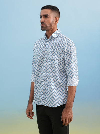 Frosted Blue Printed Shirt