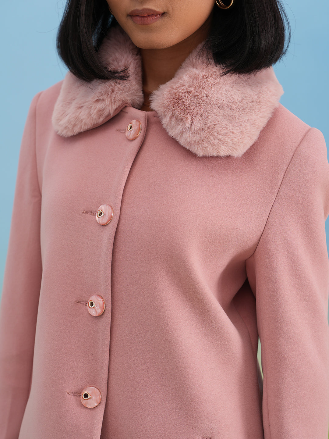 Dusty Pink Classic Woolen Coat
