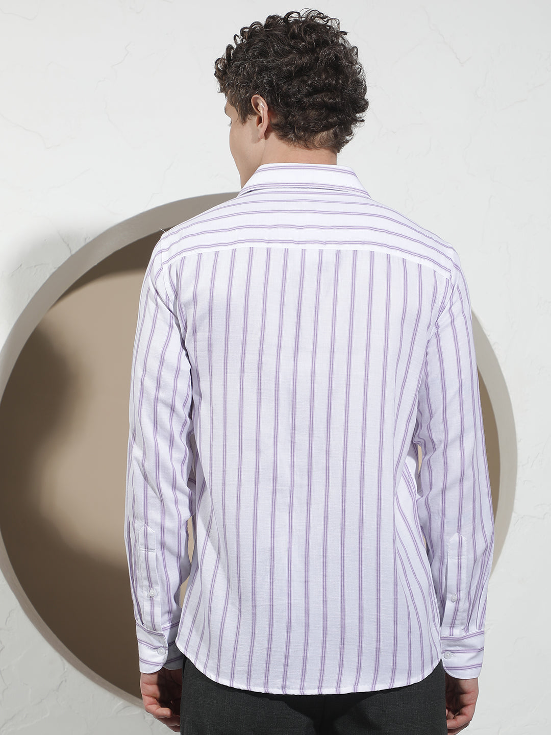 Purple Vertical Stripes 100% Cotton Shirt