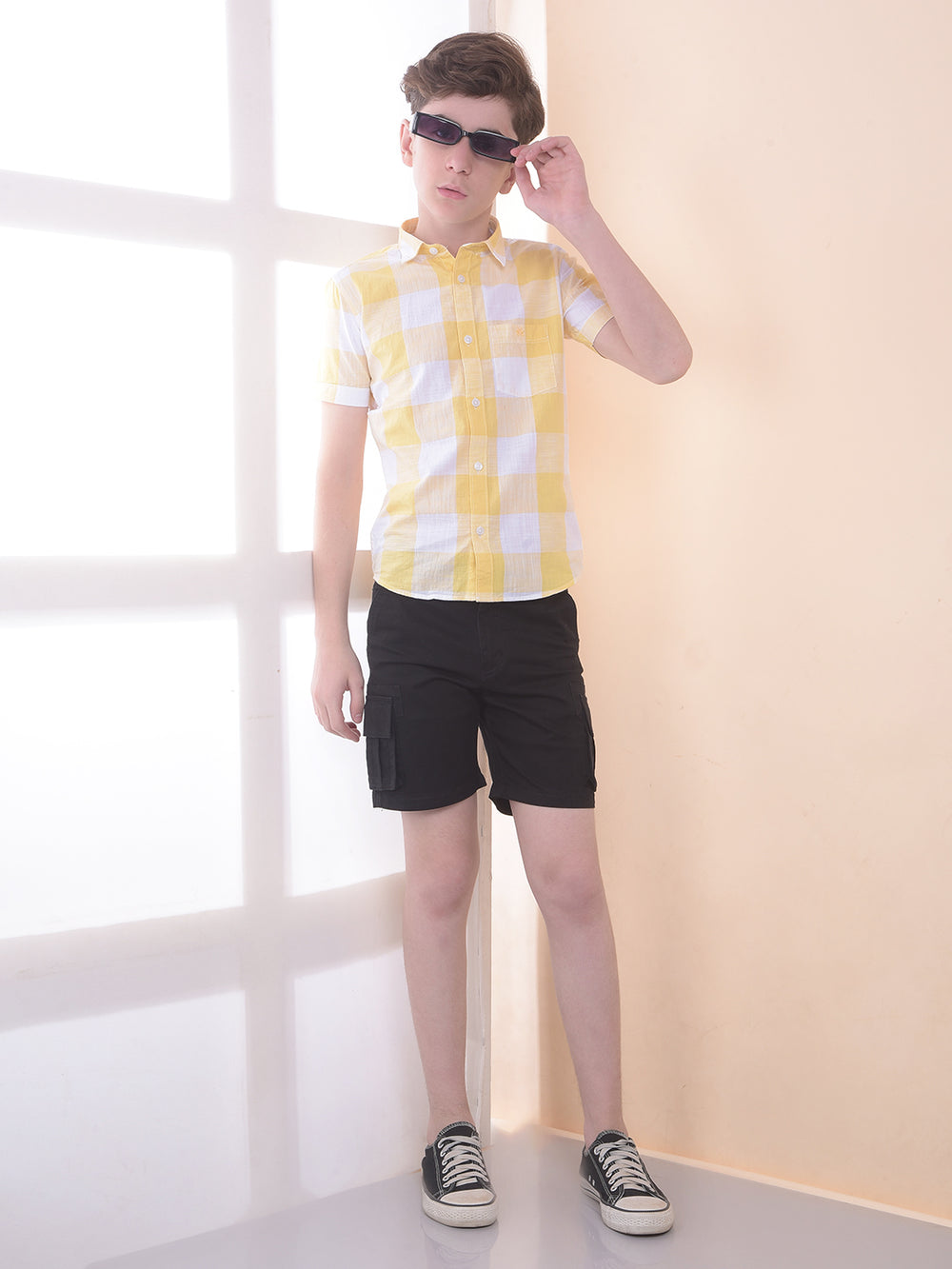 Black Cotton Cargo Shorts