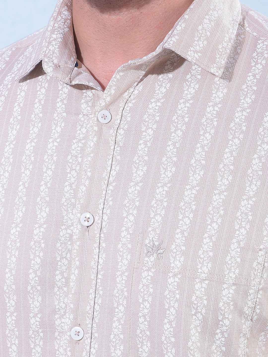 Beige Vertical Stripes Shirt