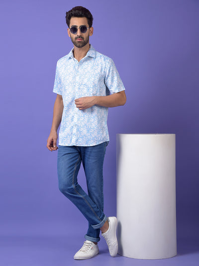 Blue Floral Print Shirt