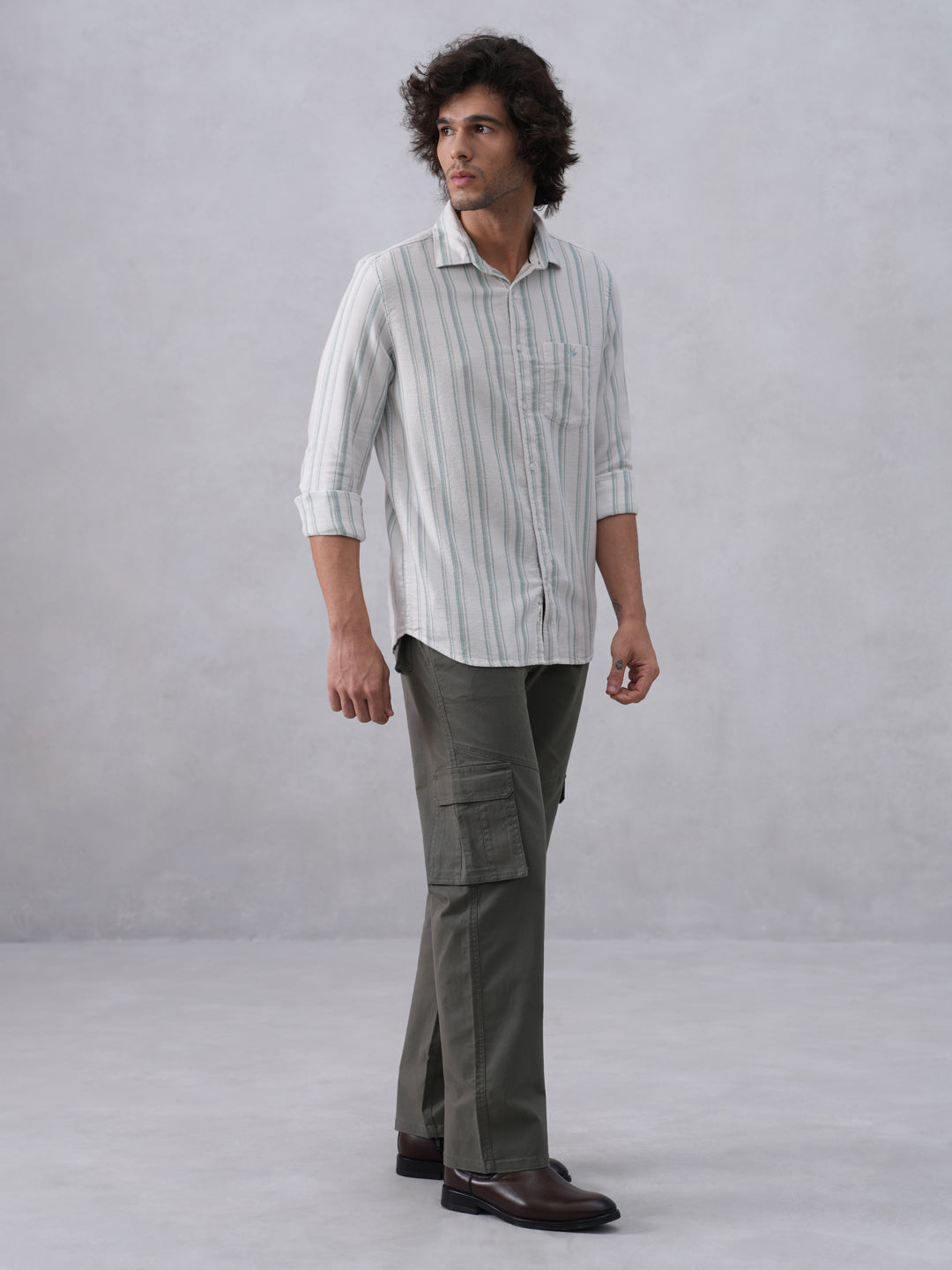 White Vertical Stripes 100% Cotton Shirt