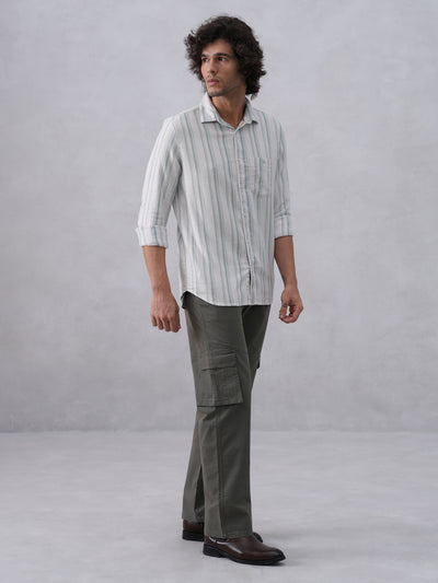 White Vertical Stripes 100% Cotton Shirt