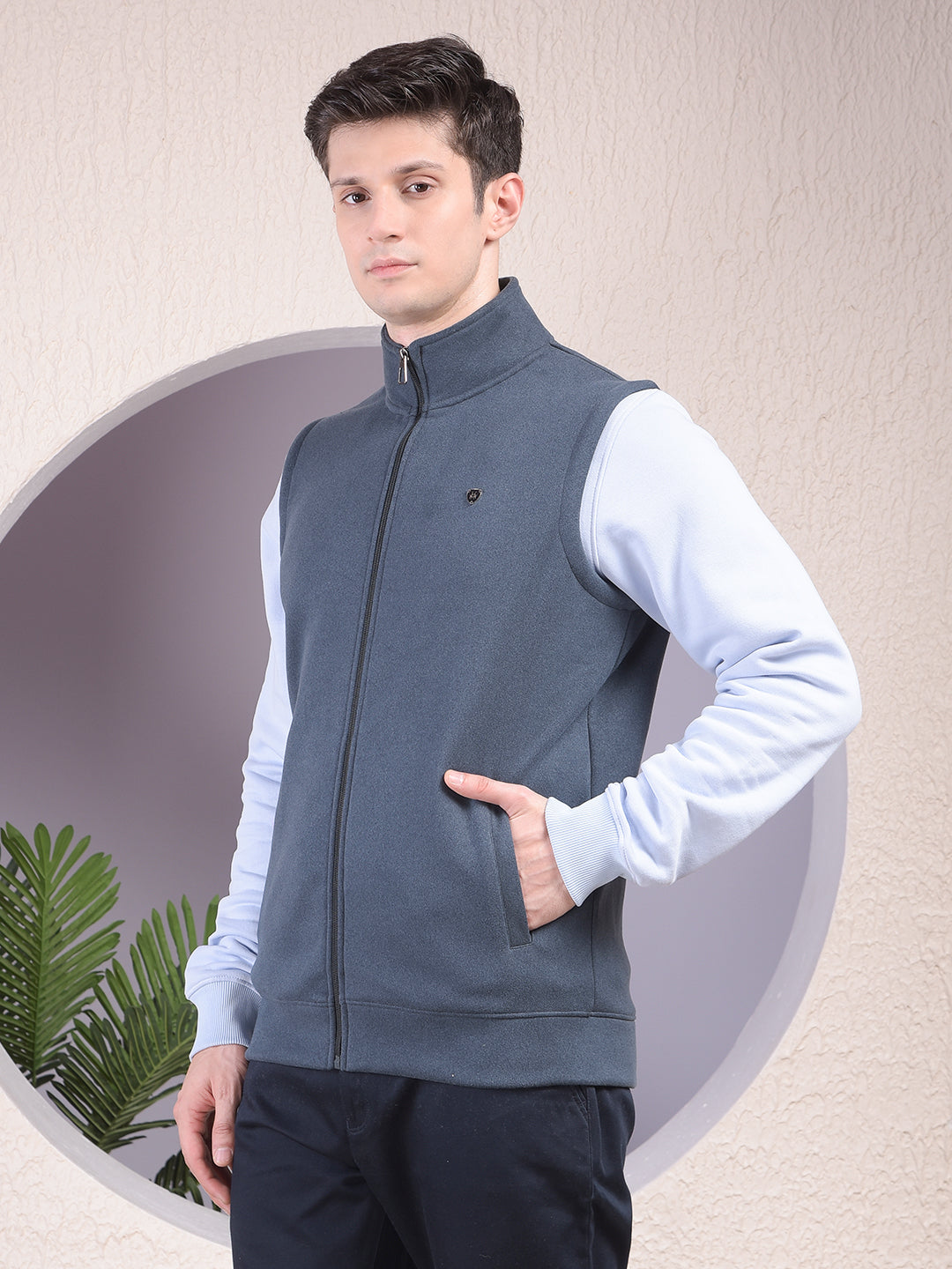 Gritty Blue Sleeveless Sweatshirt