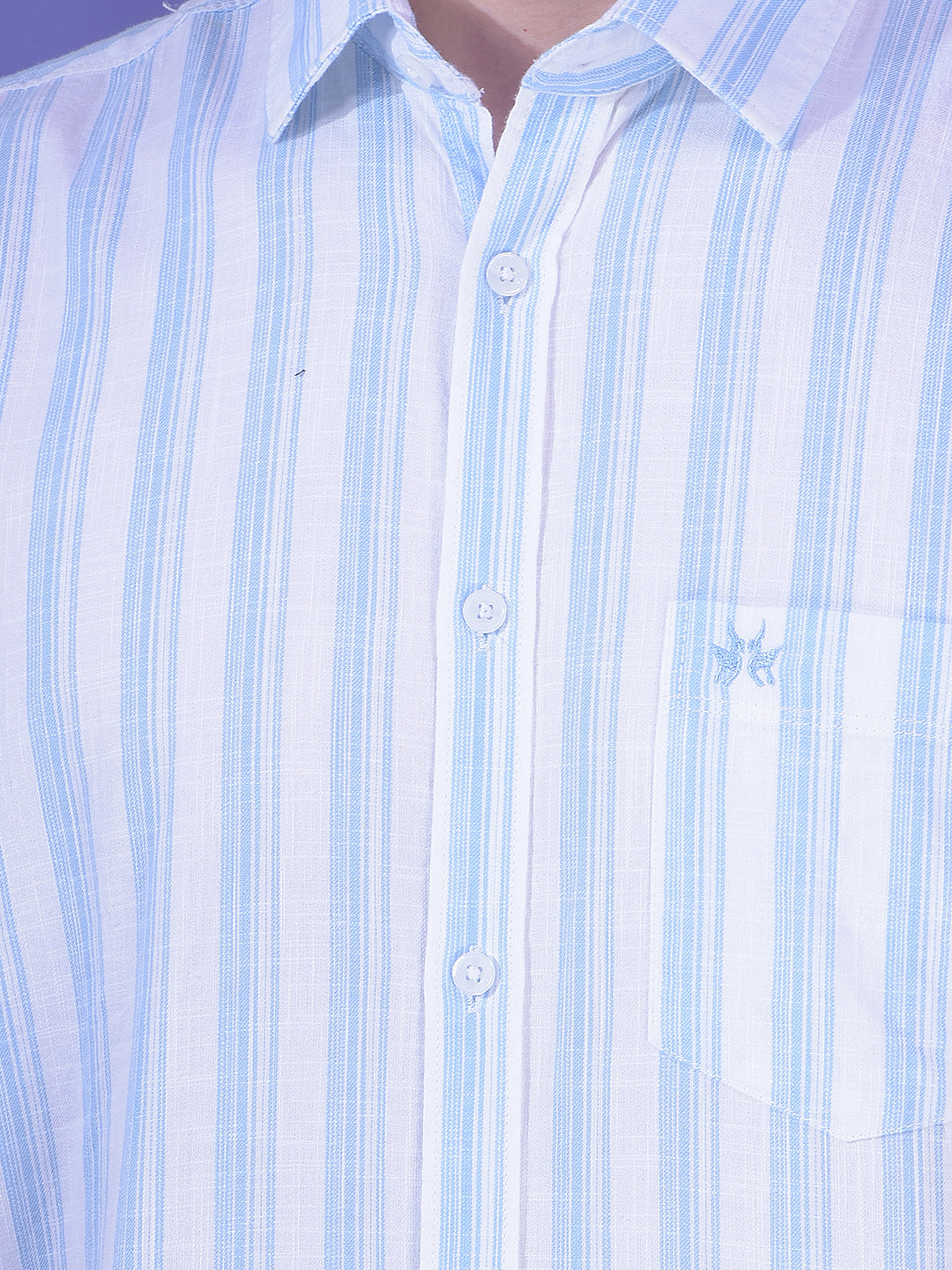 Blue Vertical Stripes 100% Cotton Shirt