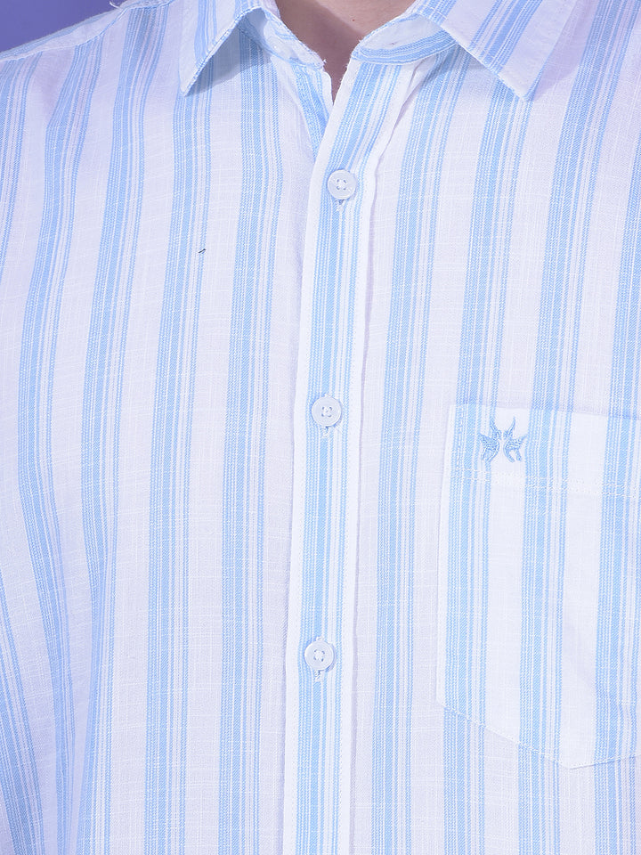 Blue Vertical Stripes 100% Cotton Shirt