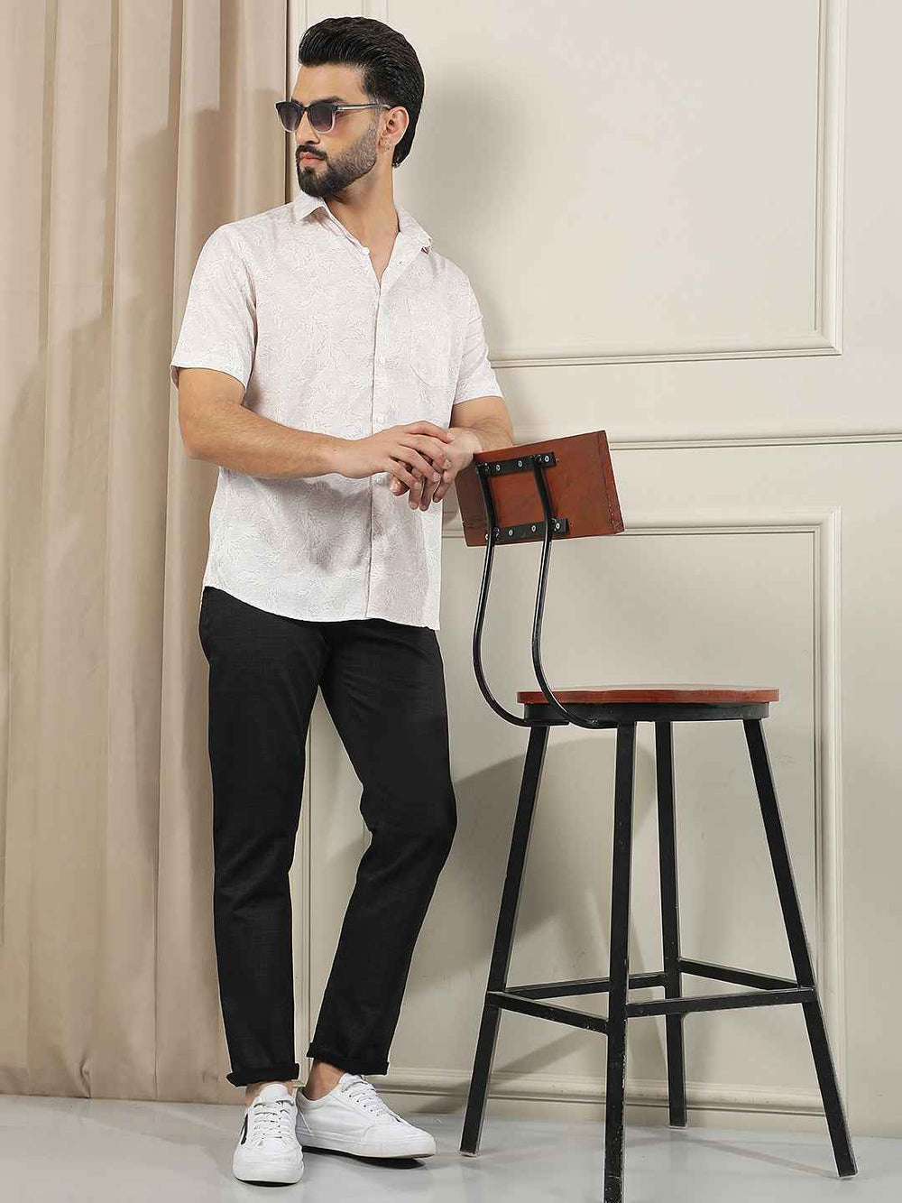 Classic Black Checked Casual Trousers