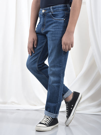 Chic Navy Blue Straight Jeans