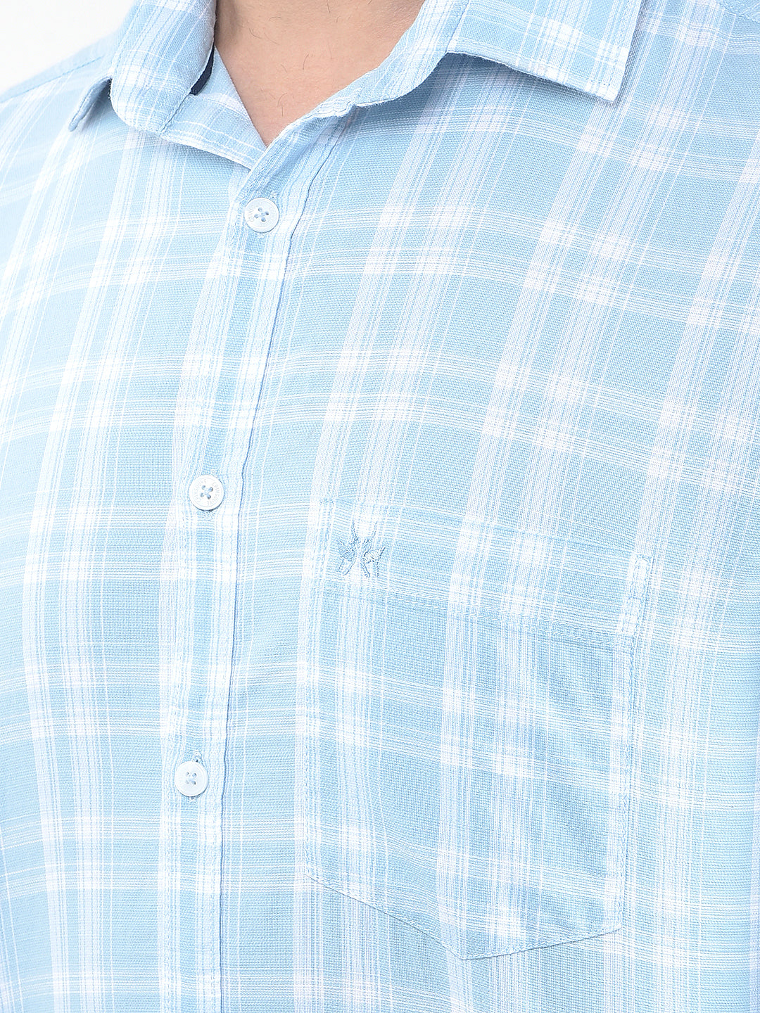 Blue Checked 100% Cotton Shirt