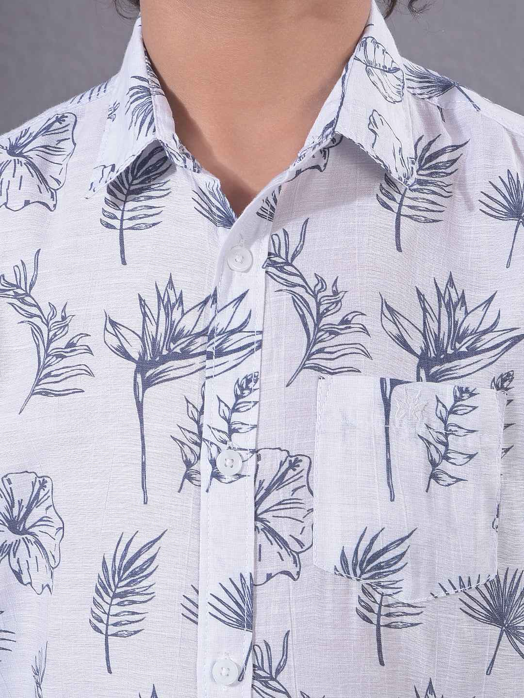 White Floral Print Shirt