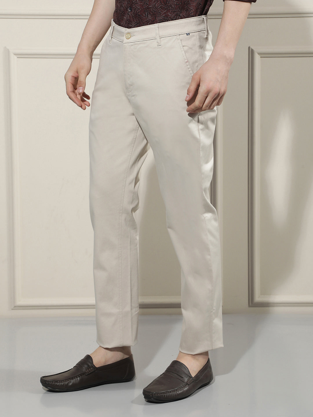 Beige Dobby Trousers