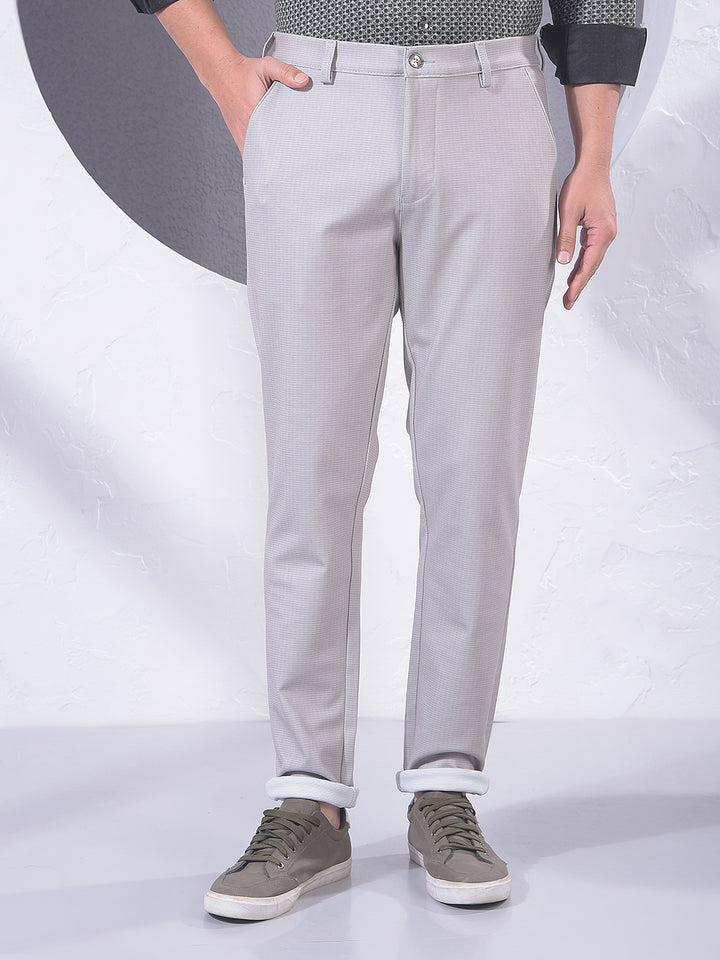 Beige Printed Knitted Trousers