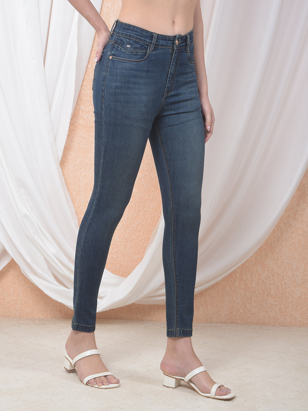 High Waist Blue Skinny Jeans