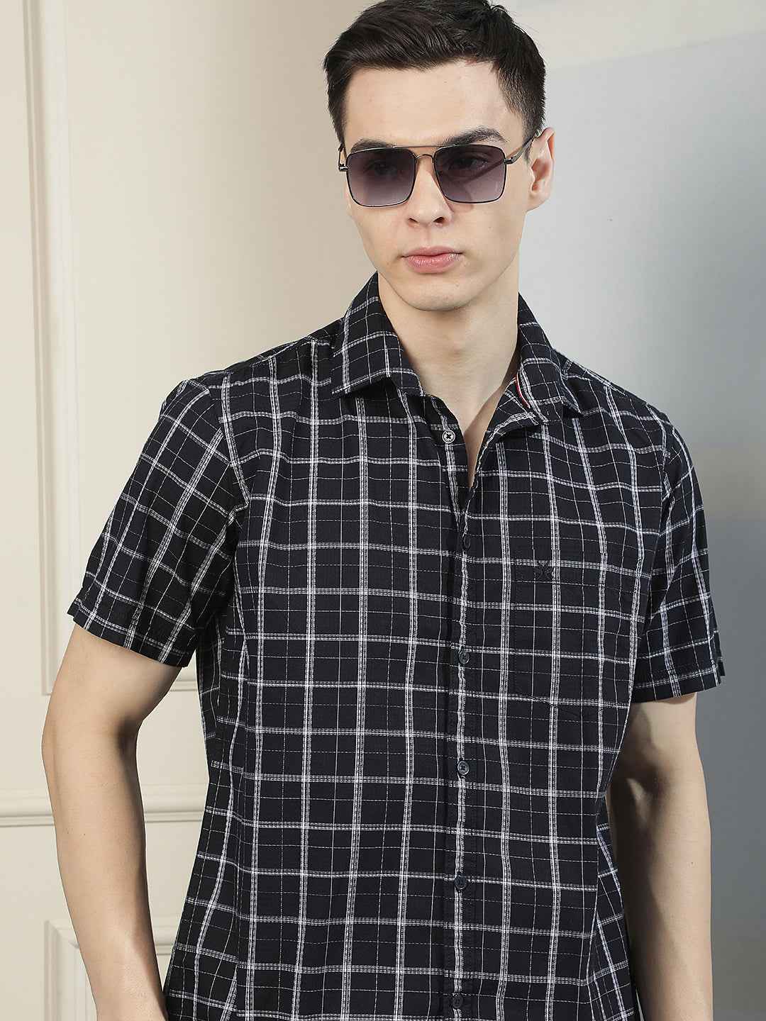 Black Checked 100% Cotton Shirt