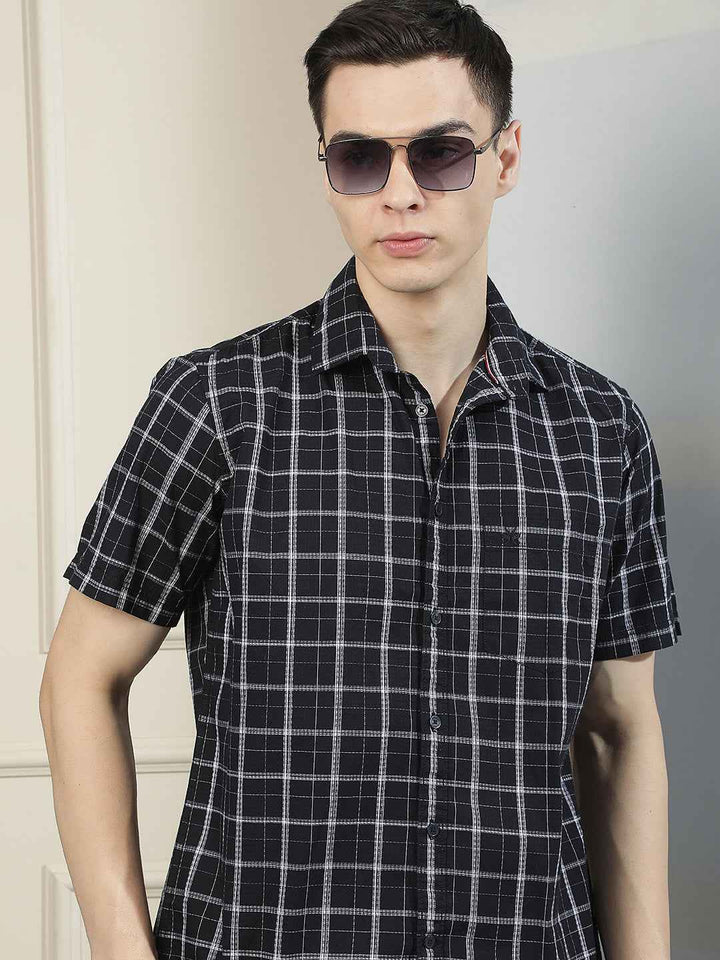 Black Checked 100% Cotton Shirt