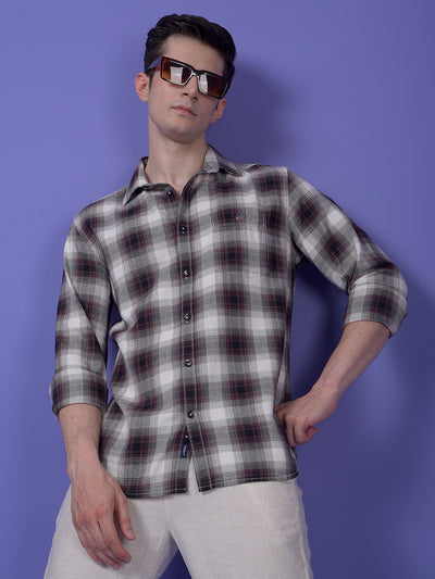 Maroon Checked 100% Cotton Shirt