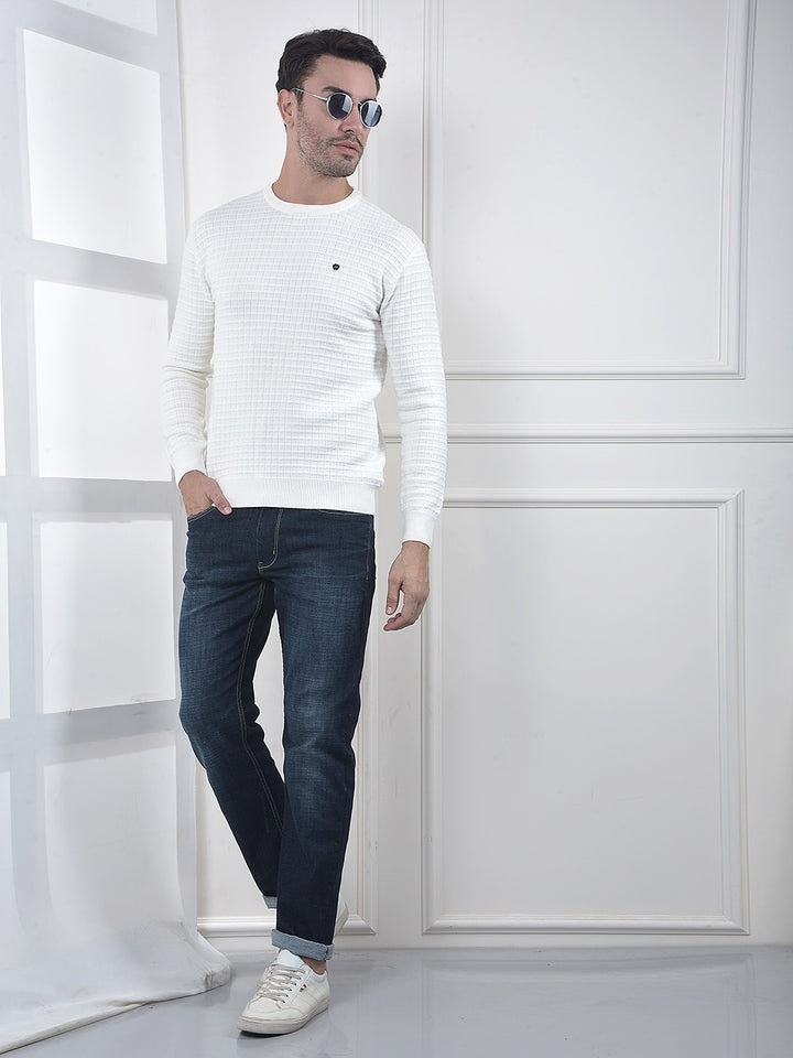 Off White Jacquard Knitted Sweater