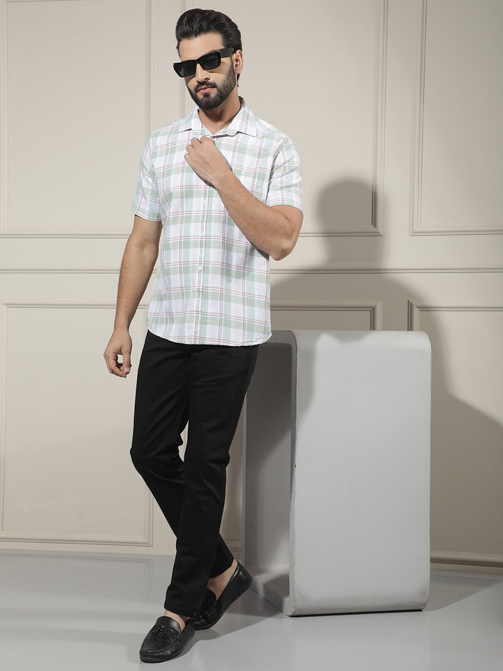 Green Checked 100% Cotton Shirt