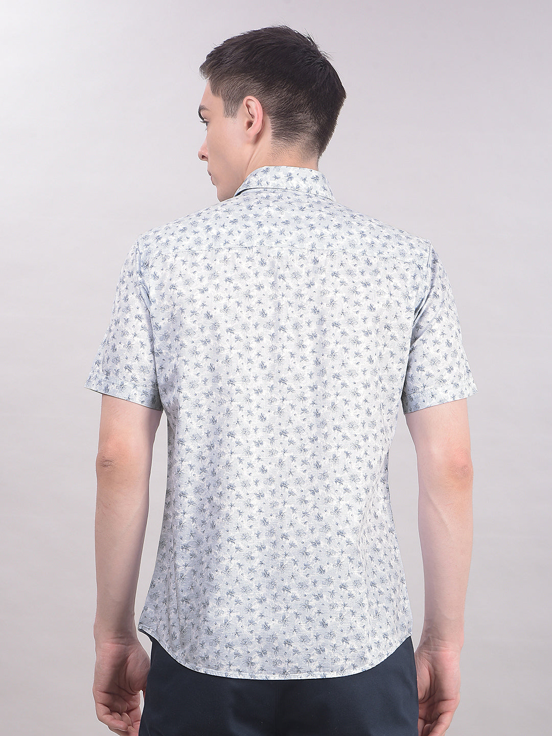 Blue Floral Print Shirt-Men Shirts-Crimsoune Club