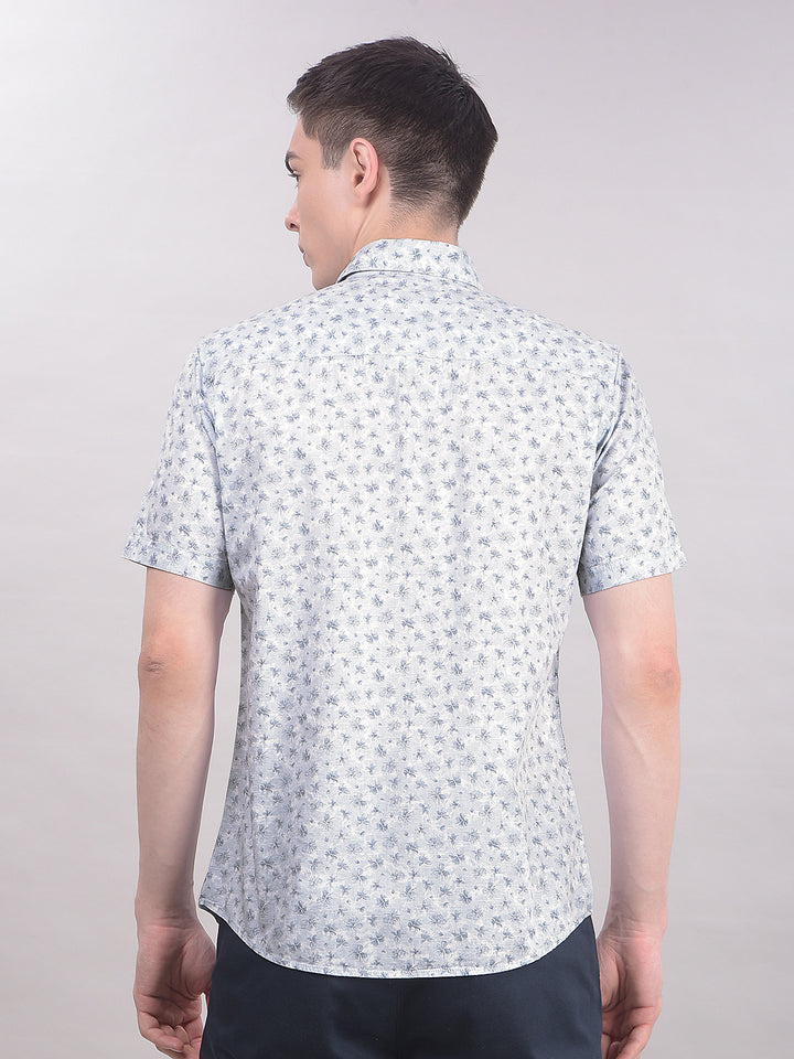 Blue Floral Print Shirt-Men Shirts-Crimsoune Club