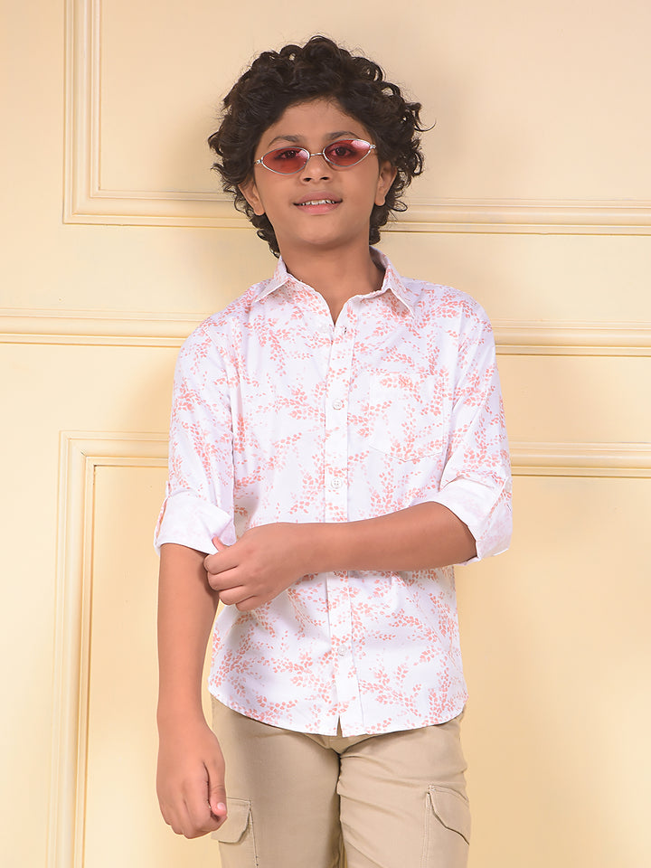 Peach Floral Print Shirt