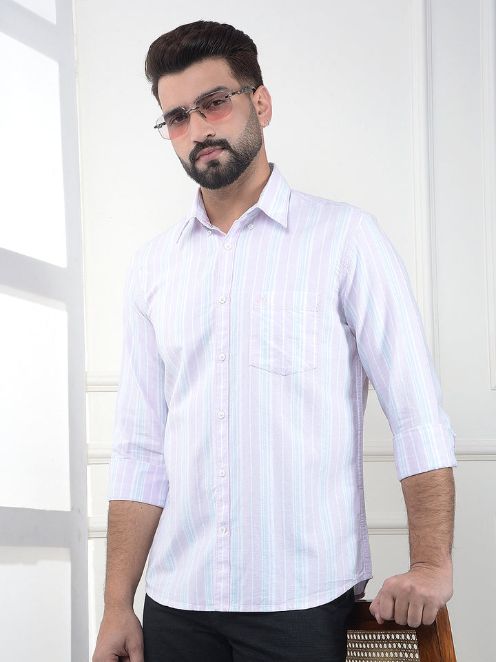 Pink Vertical Striped 100% Cotton Shirt