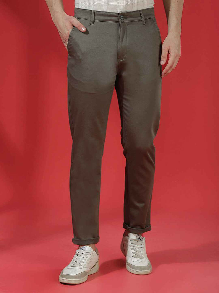 Olive Green Stretch Smart Trousers