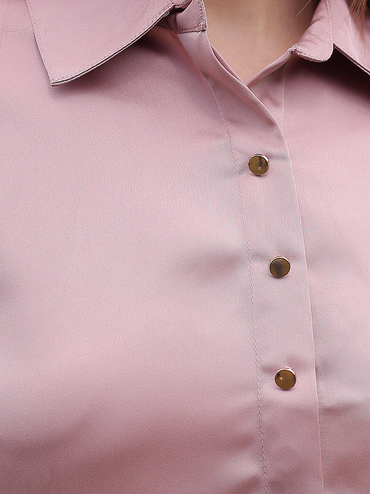 Refined Petal Pink Satin Shirt