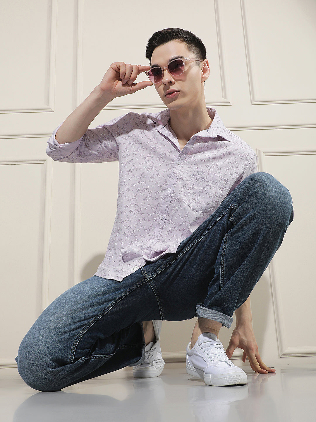 Purple Floral Print Shirt
