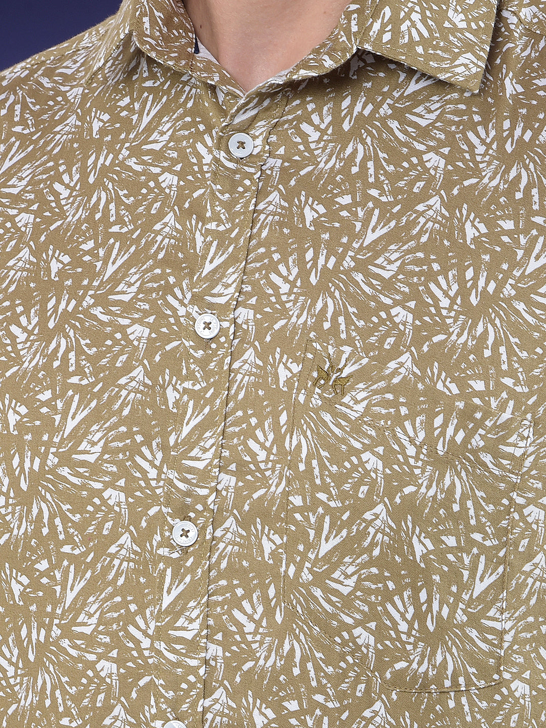 Olive Classic Print 100% Cotton Shirt