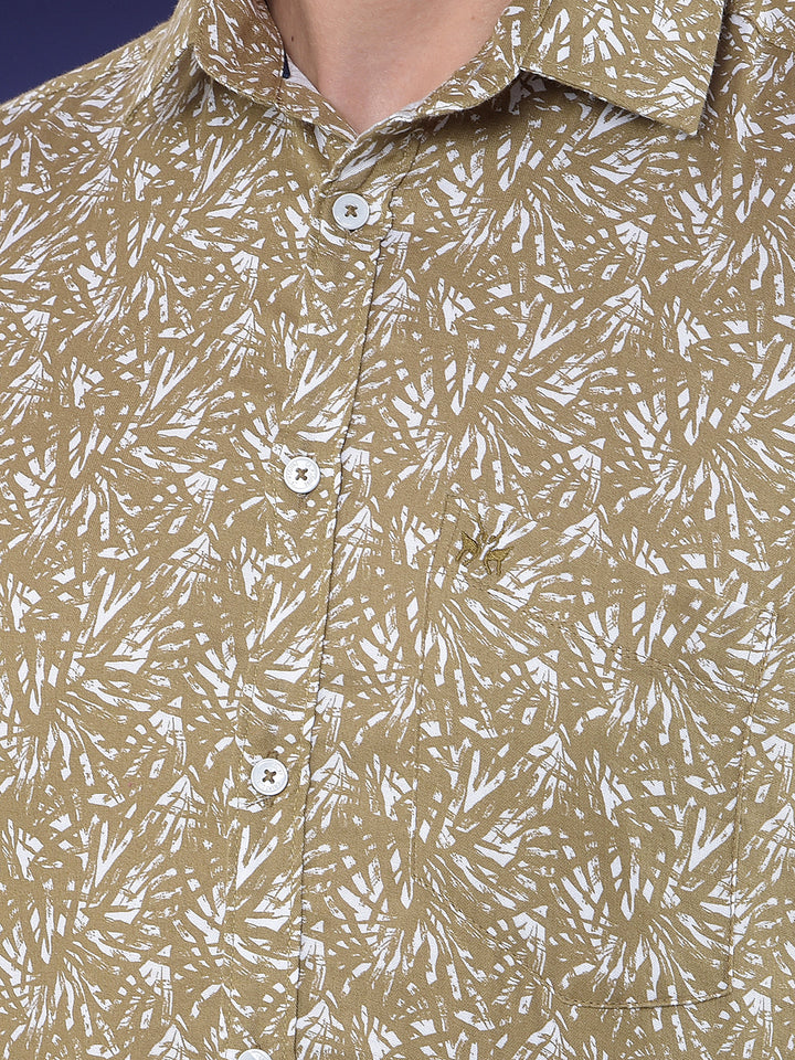 Olive Classic Print 100% Cotton Shirt