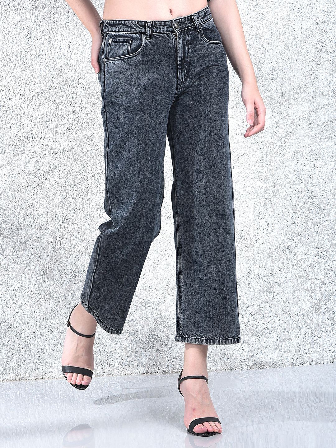 Grey Wide Leg 100% Cotton Jeans