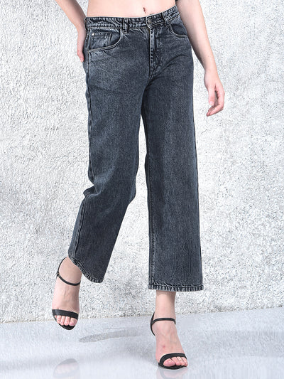 Grey Wide Leg 100% Cotton Jeans