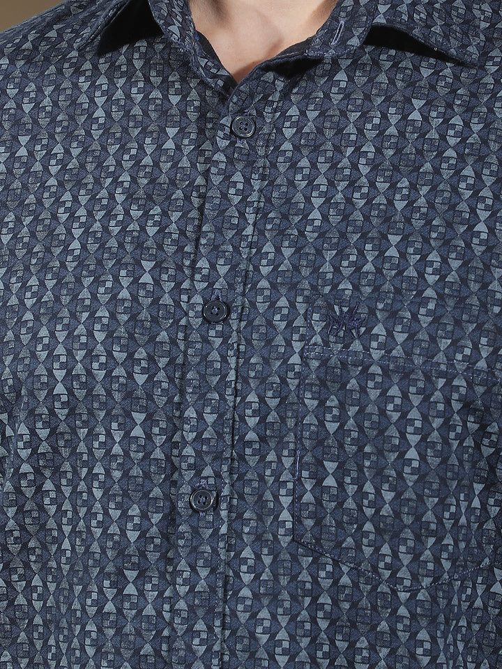 Navy Blue Printed Shirt
