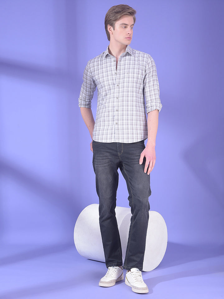 Grey Checked 100% Cotton Shirt