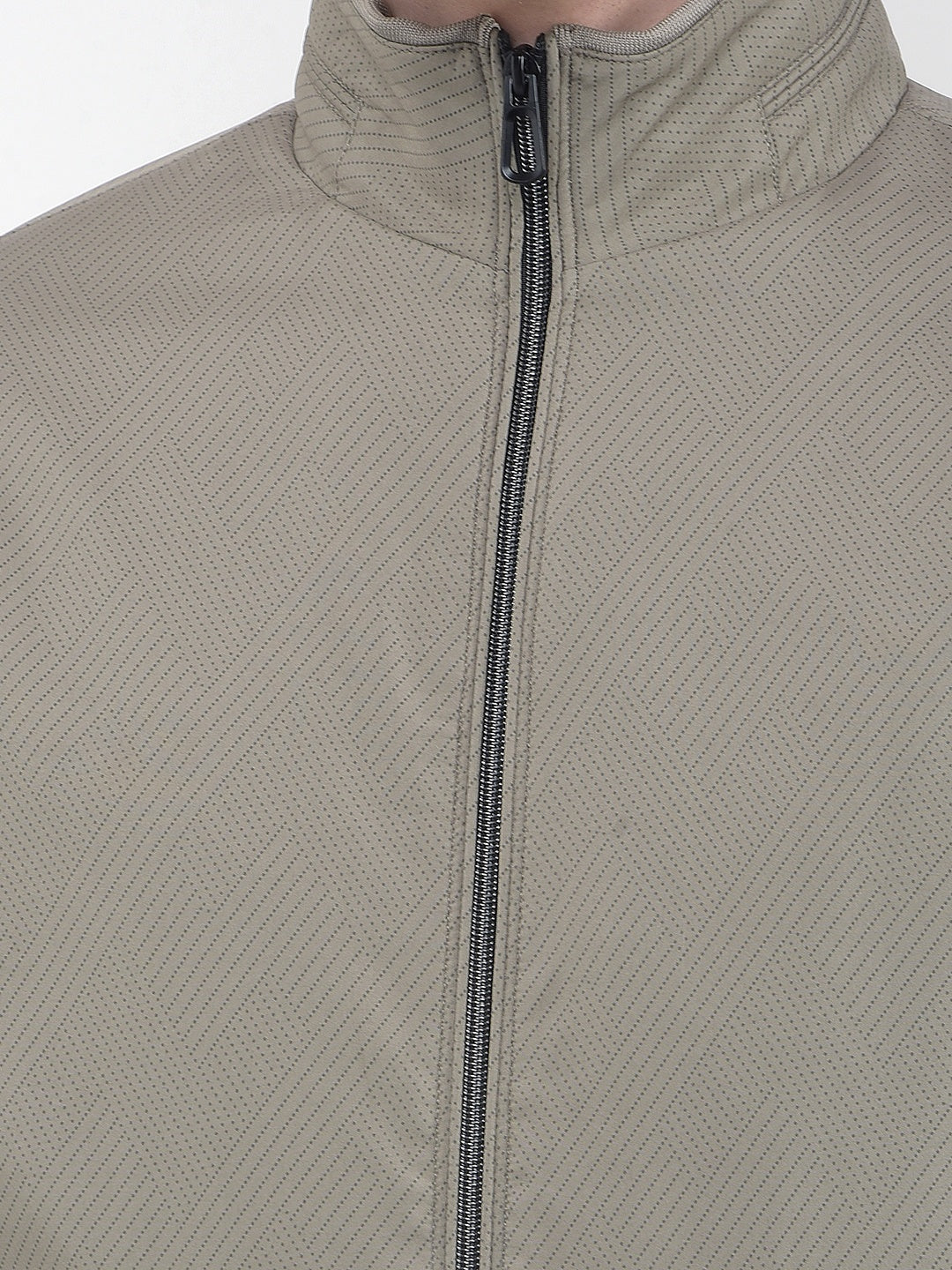 Beige Printed Puffer Jacket