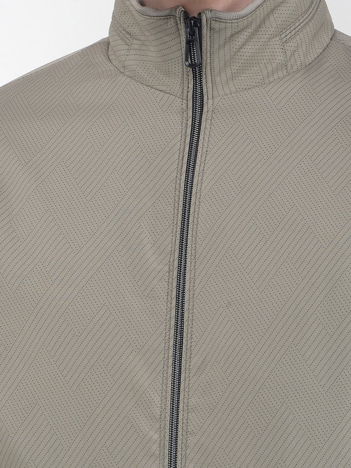 Beige Printed Puffer Jacket