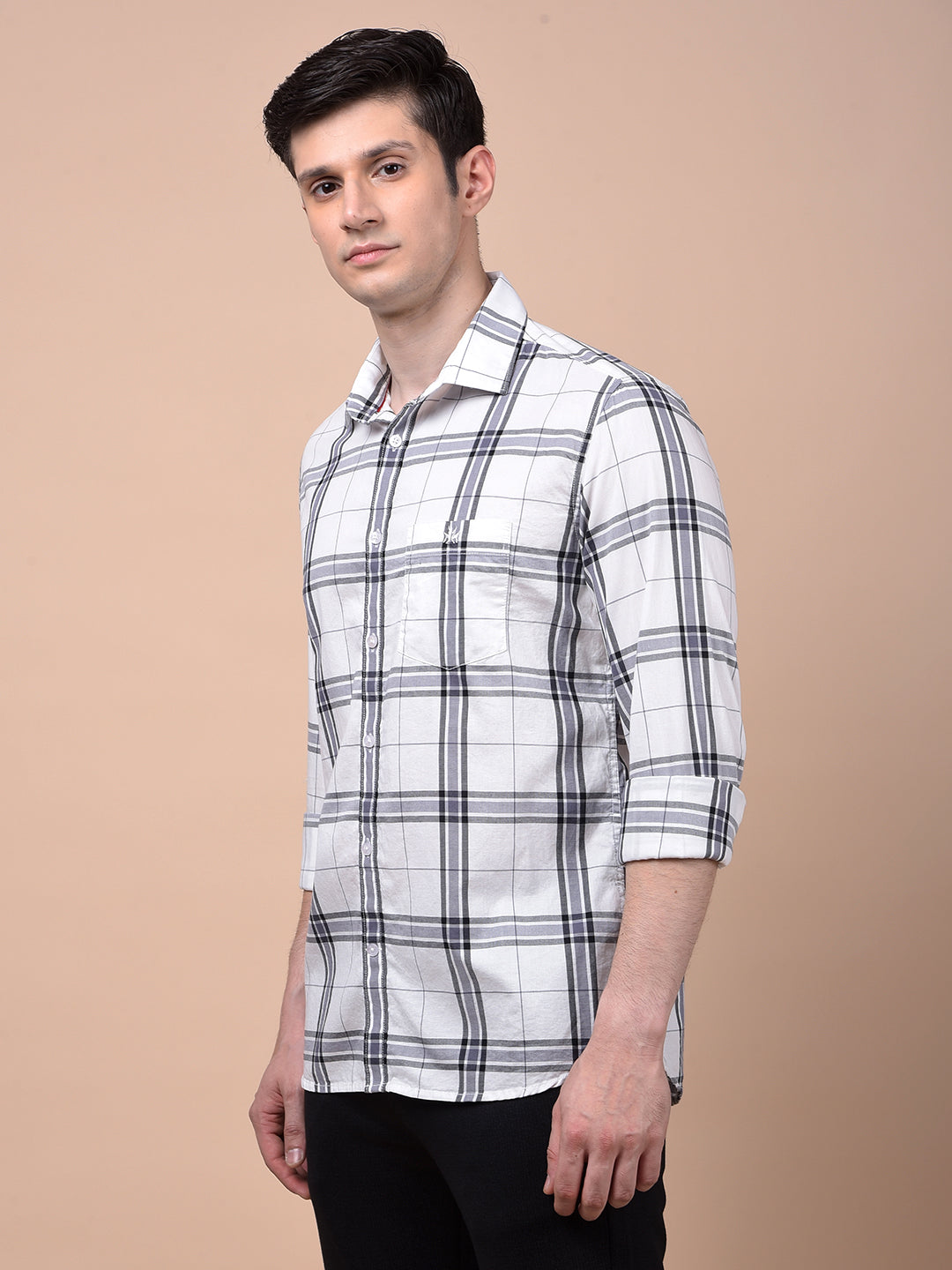 White Checked 100% Cotton Shirt