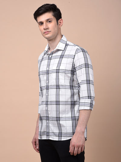 White Checked 100% Cotton Shirt