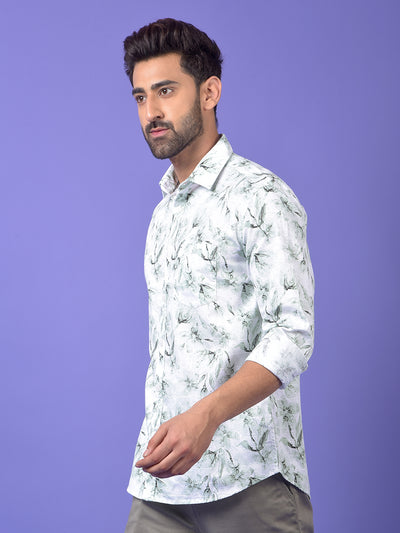 Green Floral Print 100% Cotton Shirt